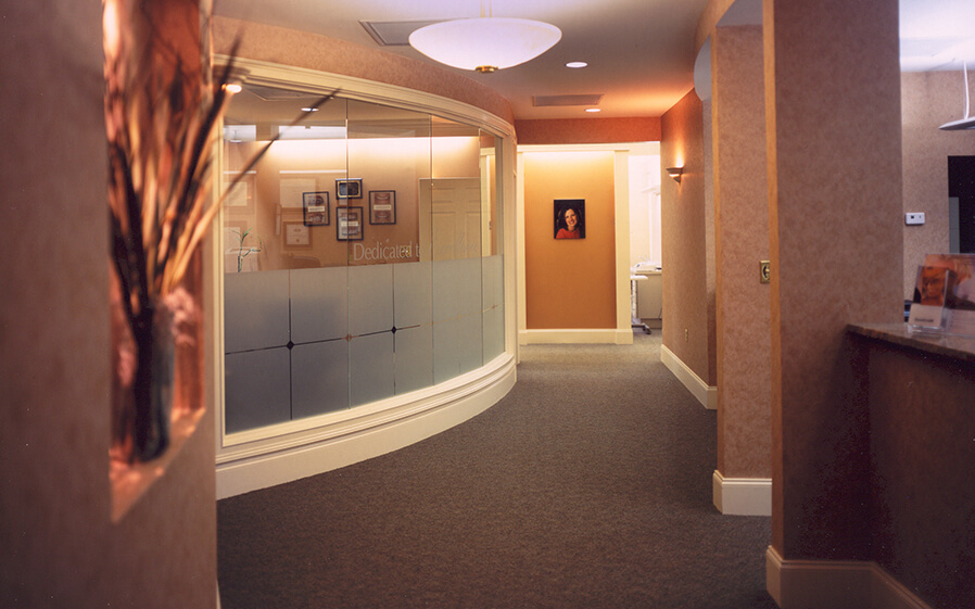 Hallway to dental treatment rooms