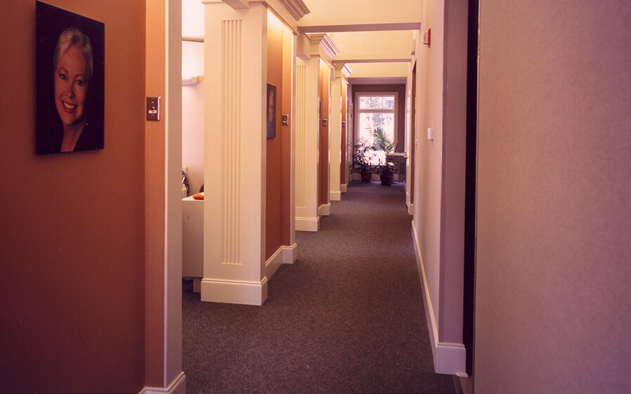 Hallway to dental exam rooms